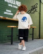 ست تیشرت و شلوارک پنبه چاپ کلاه