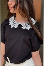 تیشرت محرمی یقه دانتل دخترانه کد 104