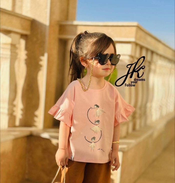 تیشرت دخترانه بالرین رنگ صورتی روشن