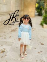 شومیز یقه تور مدل پروانه کد 1350 رنگ آبی