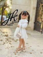شومیز بچگانه یقه تور مدل پروانه کد 1350 رنگ سفید