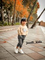 بلوز دورس دخترانه مدل پروانه کد 1460 رنگ کرم