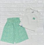 ست تاپ شلوارک دخترانه مدل پاپیون کد 1100 رنگ سبز