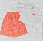 ست تاپ شلوارک دخترانه مدل پاپیون کد 1100 رنگ نارنجی