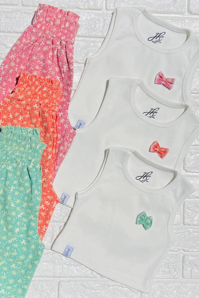 girls-top-shorts-bow-1100 ست تاپ شلوارک دخترانه مدل پاپیون کد 1100