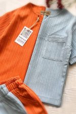 ست تیشرت شلوارک یقه کوبایی مدل آیوا کد 1030