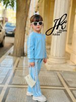 ست بلوز شلوار دورس تور پاپیون کد 1630 رنگ آبی