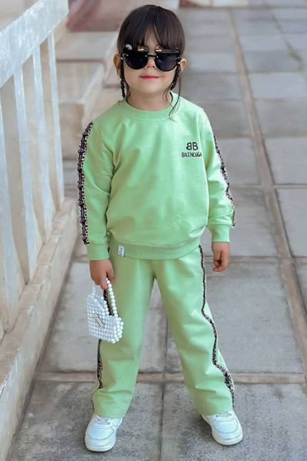 ست بلوز شلوار دورس بالنسیاگا کد 1650 رنگ پسته ای