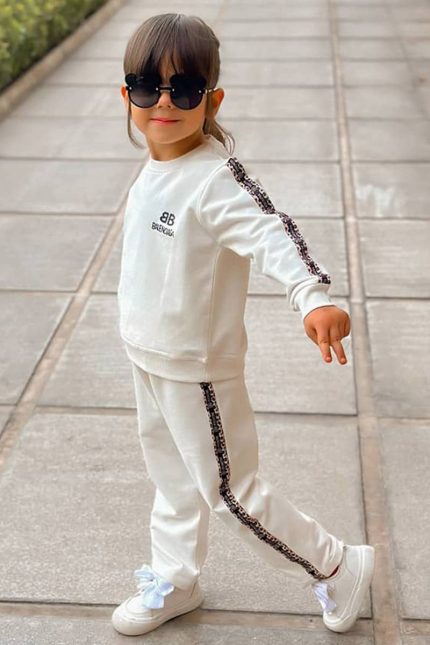 ست بلوز شلوار دورس بالنسیاگا کد 1650 رنگ سفید BMS