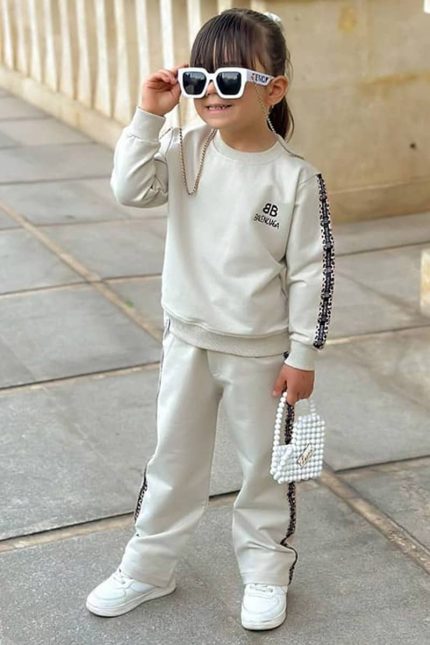 ست بلوز شلوار دورس بالنسیاگا کد 1650 رنگ ماستی