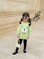 تونیک دورس دخترانه مدل خرسی کد 1500 رنگ پسته ای