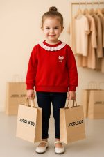 بلوز دورس دخترانه پاپیون کد 1720 رنگ قرمز