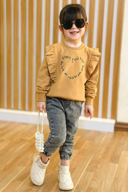 پیراهن دوس مدل قبل گلدوزی کد 1740 رنگ نسکافه ای