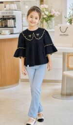 کد 2130 شوميز مشکی يقه گلدوزی - Image 5