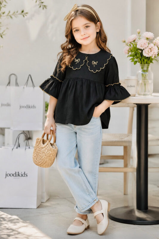 کد 2130 شوميز مشکی يقه گلدوزی