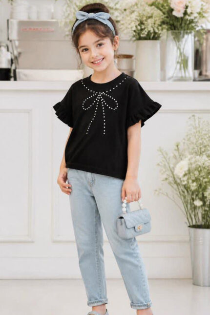 کد ۲۰۱۰ تیشرت مشکی کرواتی مروارید