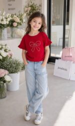 کد 2180 تيشرت مروارید پاپیون رنگی - Image 4